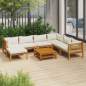 Preview: 8-tlg. Garten-Lounge-Set mit Creme Kissen Massivholz Akazie