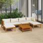 Preview: 7-tlg. Garten-Lounge-Set mit Creme Kissen Massivholz Akazie