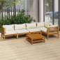 Preview: 6-tlg. Garten-Lounge-Set mit Creme Kissen Massivholz Akazie