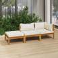 Preview: 3-tlg. Garten-Lounge-Set mit Creme Kissen Massivholz Akazie