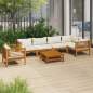 Preview: 7-tlg. Garten-Lounge-Set mit Creme Kissen Massivholz Akazie