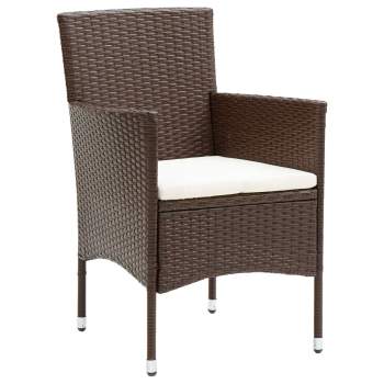  3-tlg. Garten-Essgruppe Poly Rattan Braun