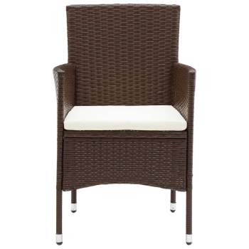  3-tlg. Garten-Essgruppe Poly Rattan Braun