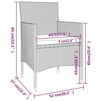  3-tlg. Garten-Essgruppe Poly Rattan Braun
