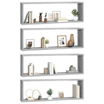  Wandregale 4 Stk. Grau Sonoma 80x15x26,5 cm Holzwerkstoff