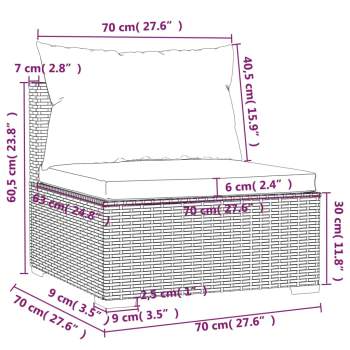  6-tlg. Garten-Lounge-Set mit Kissen Poly Rattan Grau