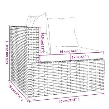  6-tlg. Garten-Lounge-Set mit Kissen Poly Rattan Grau