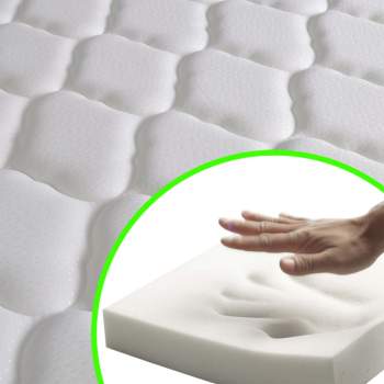 Bett mit Memory-Schaum-Matratze Grau Weiß Kunstleder 180x200cm
