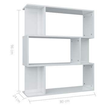 Bücherregal/Raumteiler Hochglanz-Weiß 80×24×96 cm Spanplatte