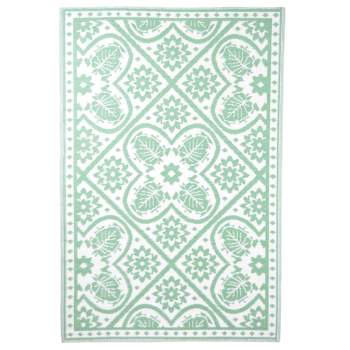 Esschert Design Outdoor-Teppich 182x122 cm Fliesendesign Grün und Weiß