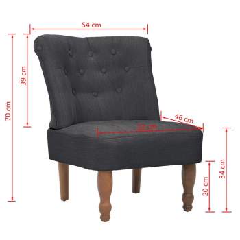  Französischer Stuhl 2 Stk. Stoff Grau 