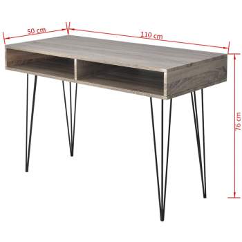  Schreibtisch mit 2 Fächern Grau