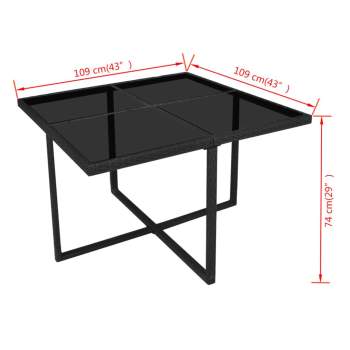  9-tlg. Garten-Essgruppe mit Auflagen Poly Rattan Schwarz