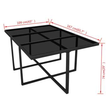  11-tlg. Garten-Essgruppe mit Auflagen Poly Rattan Schwarz