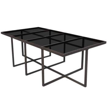  13-tlg. Garten-Essgruppe mit Auflagen Poly Rattan Braun