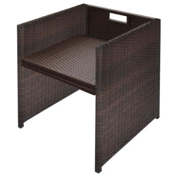  13-tlg. Garten-Essgruppe mit Auflagen Poly Rattan Braun