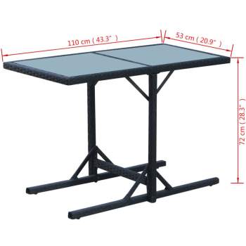  3-tlg. Bistro-Set mit Auflagen Poly Rattan Schwarz