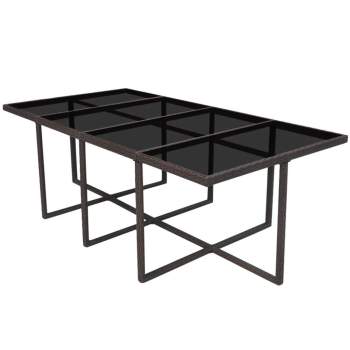  13-tlg. Garten-Essgruppe mit Auflagen Poly Rattan Braun