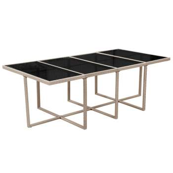  13-tlg. Garten-Essgruppe mit Auflagen Poly Rattan Beige