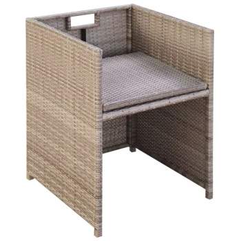  13-tlg. Garten-Essgruppe mit Auflagen Poly Rattan Beige