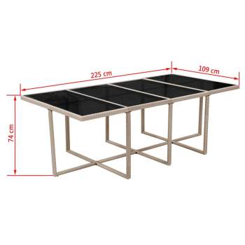  13-tlg. Garten-Essgruppe mit Auflagen Poly Rattan Beige