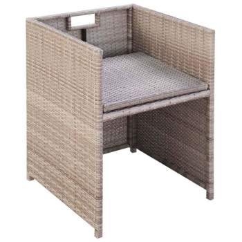 5-tlg. Garten-Essgruppe mit Auflagen Poly Rattan Beige