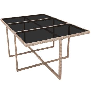  11-tlg. Garten-Essgruppe mit Auflagen Poly Rattan Beige