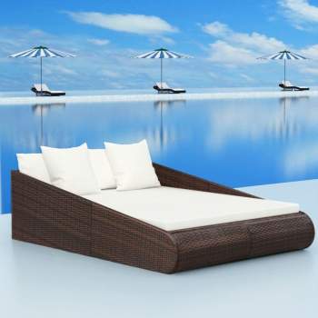  Gartenbett Braun 110x200 cm Poly Rattan