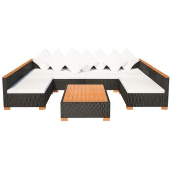 Preview:  7-tlg. Garten-Lounge-Set mit Auflagen Poly Rattan Schwarz