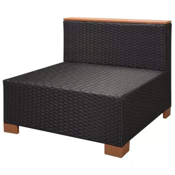  6-tlg. Garten-Lounge-Set mit Auflagen Poly Rattan Schwarz