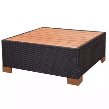  7-tlg. Garten-Lounge-Set mit Auflagen Poly Rattan Schwarz