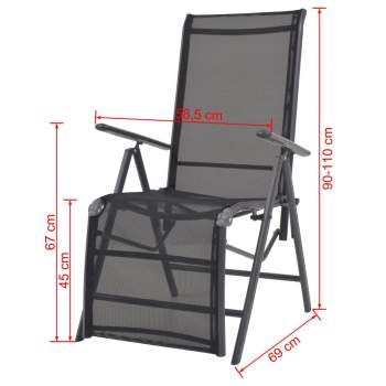  Liegestuhl Aluminium und Textilene Schwarz