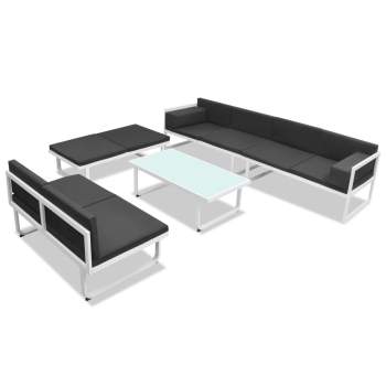  5-tlg. Garten-Lounge-Set Textilene Aluminium Schwarz