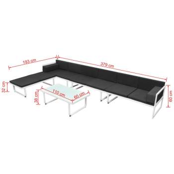  5-tlg. Garten-Lounge-Set Textilene Aluminium Schwarz