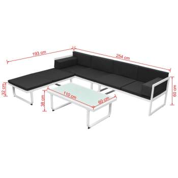  4-tlg. Garten-Lounge-Set mit Auflagen Aluminium Schwarz