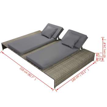  5-tlg. Garten-Lounge-Set mit Auflagen Poly Rattan Grau