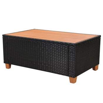  5-tlg. Garten-Lounge-Set mit Auflagen Poly Rattan Schwarz