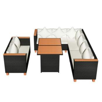 Preview:  5-tlg. Garten-Lounge-Set mit Kissen Poly Rattan Schwarz