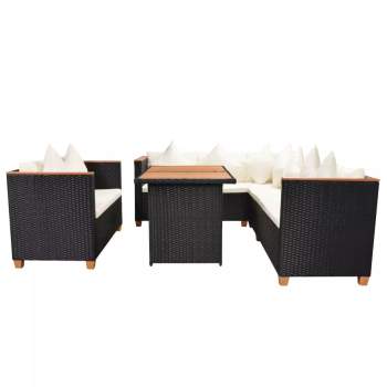 Preview:  5-tlg. Garten-Lounge-Set mit Kissen Poly Rattan Schwarz