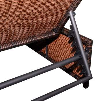  Outdoor-Lehnstühle 2 Stk. mit Tisch Braun Poly Rattan