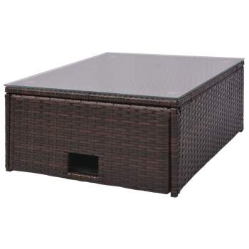  4-tlg. Garten-Lounge-Set mit Auflagen Poly Rattan Braun