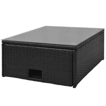  4-tlg. Garten-Lounge-Set mit Auflagen Poly Rattan Schwarz