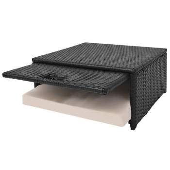  4-tlg. Garten-Lounge-Set mit Auflagen Poly Rattan Schwarz