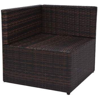  5-tlg. Garten-Lounge-Set mit Auflagen Poly Rattan Braun