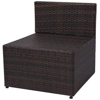  5-tlg. Garten-Lounge-Set mit Auflagen Poly Rattan Braun