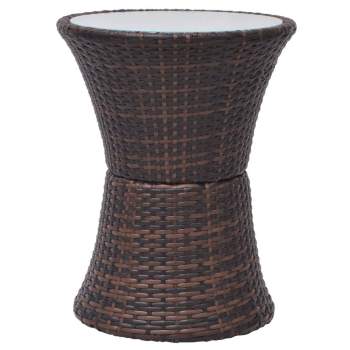  3-tlg. Bistro-Set mit Auflagen Poly Rattan Braun