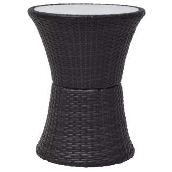  3-tlg. Bistro-Set mit Auflagen Poly Rattan Schwarz