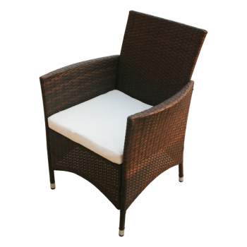  9-tlg. Garten-Essgruppe mit Auflagen Poly Rattan Braun