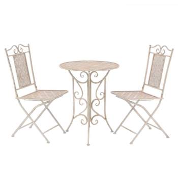  3-tlg. Bistro-Set Stahl Weiß