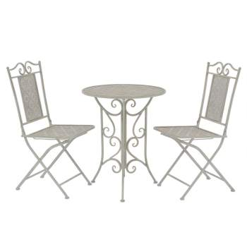  3-tlg. Bistro-Set Stahl Grau